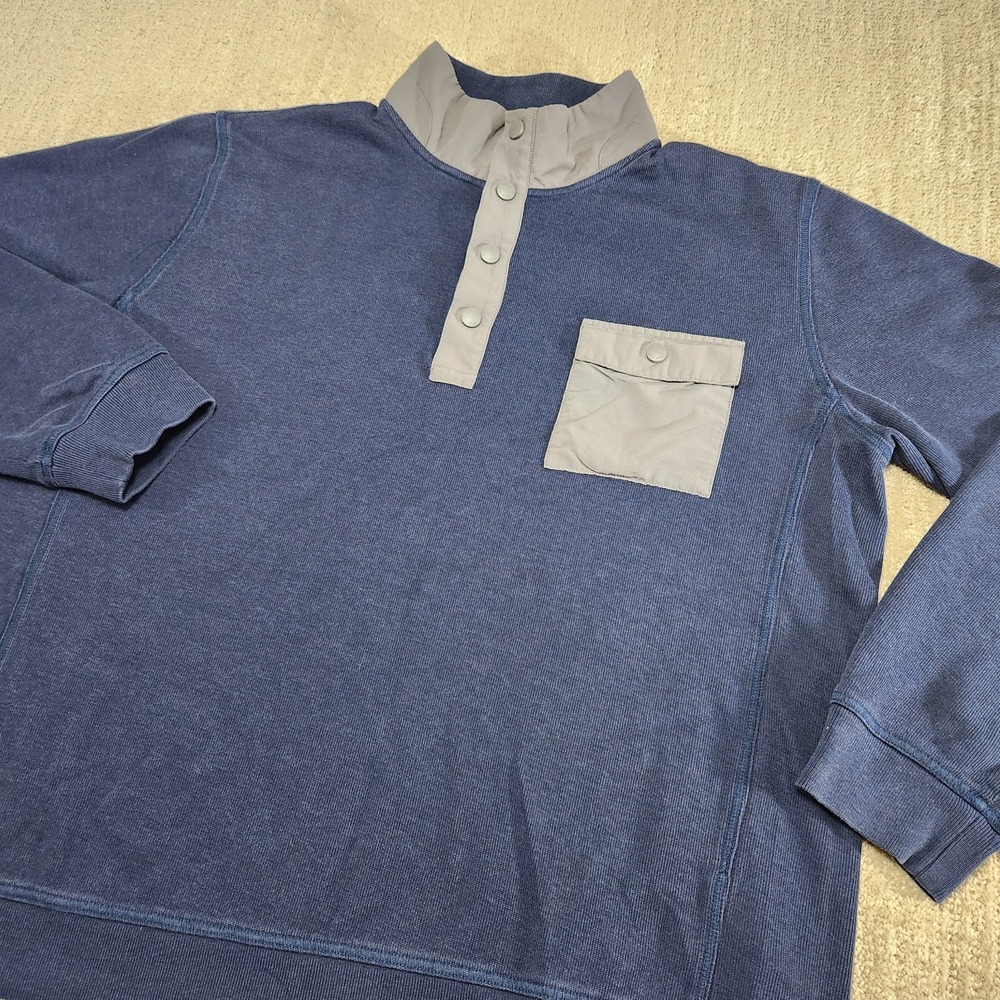 LL Bean Sweatshirt Men XL T‎ Snap Hiking Sweater Cotton Blue Pullover Gorp